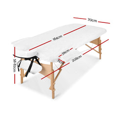 Zenses Massage Table 70cm Portable 3 Fold Wooden Beauty Bed White-VIC_Metro