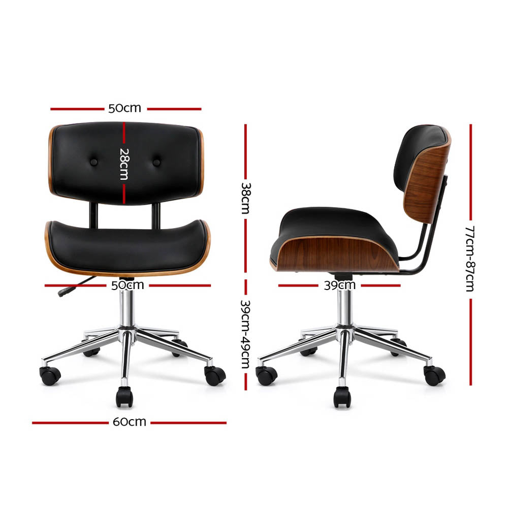 Artiss Wooden & PU Leather Office Desk Chair - Black