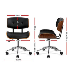 Artiss Wooden & PU Leather Office Desk Chair - Black