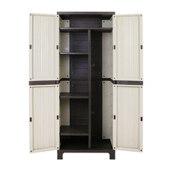 Gardeon Outdoor Storage Cabinet Box 173cm Lockable Cupboard Sheds Garage Adjustable Beige-ACT