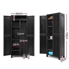 Gardeon Outdoor Storage Cabinet Box 173cm Lockable Cupboard Sheds Garage Adjustable Black-NSW_Metro