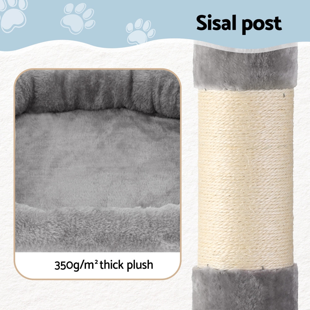 i.Pet Cat Tree 184cm Tower Scratching Post Trees Scratcher Condo House Light Grey
