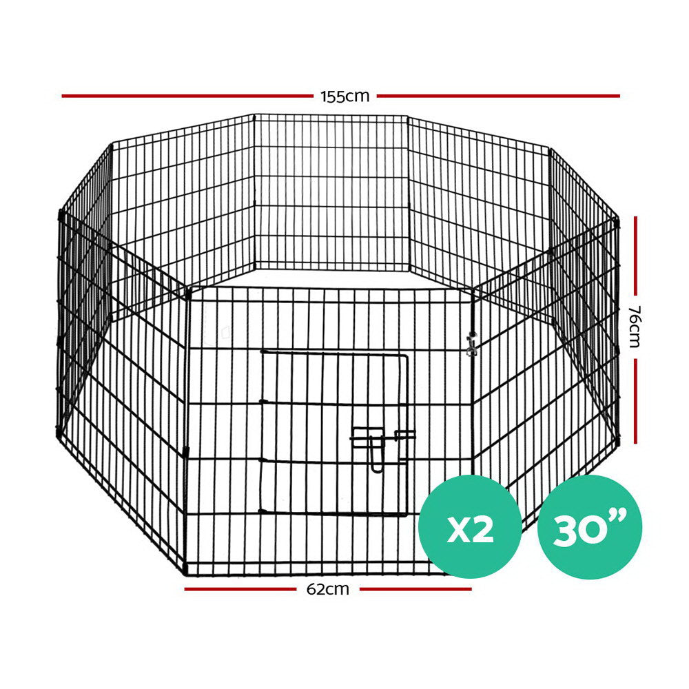 i.Pet 2x30" 8 Panel Dog Playpen Pet Fence Exercise Cage Enclosure Play Pen-NSW_Metro