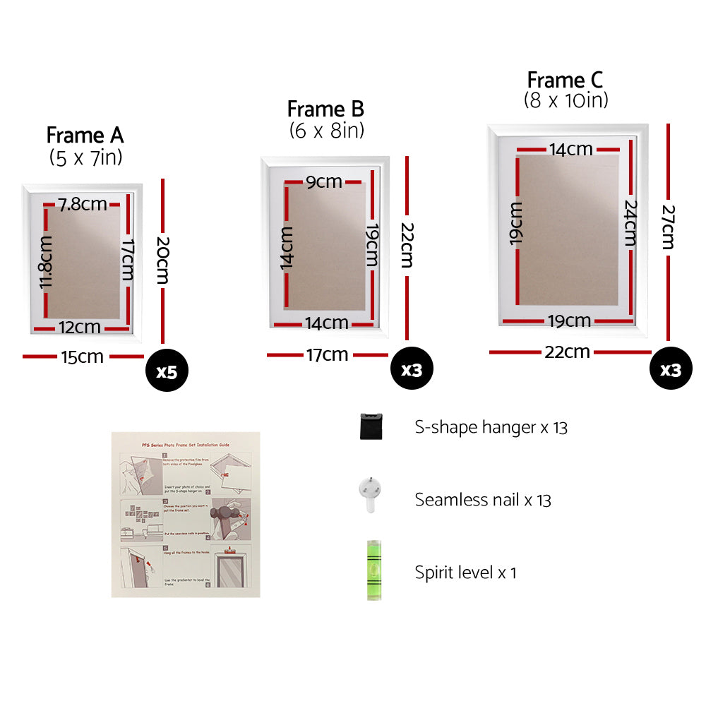 Artiss Photo Frames Art Holder 11PCS 5x7" 6x8" 8x10" White