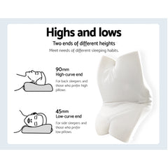 Giselle Memory Foam Pillow Neck Cervical Butterfly Ergonomic Support White