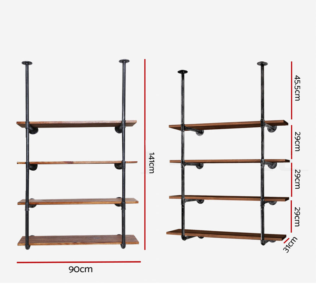 Artiss Wall Shelves Display Bookshelf Industrial DIY Pipe Shelf Rustic Brackets