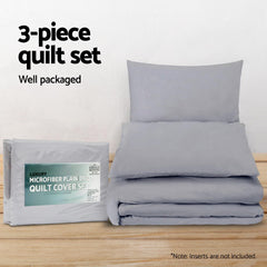 Giselle Bedding Quilt Cover Set Classic Grey Super King