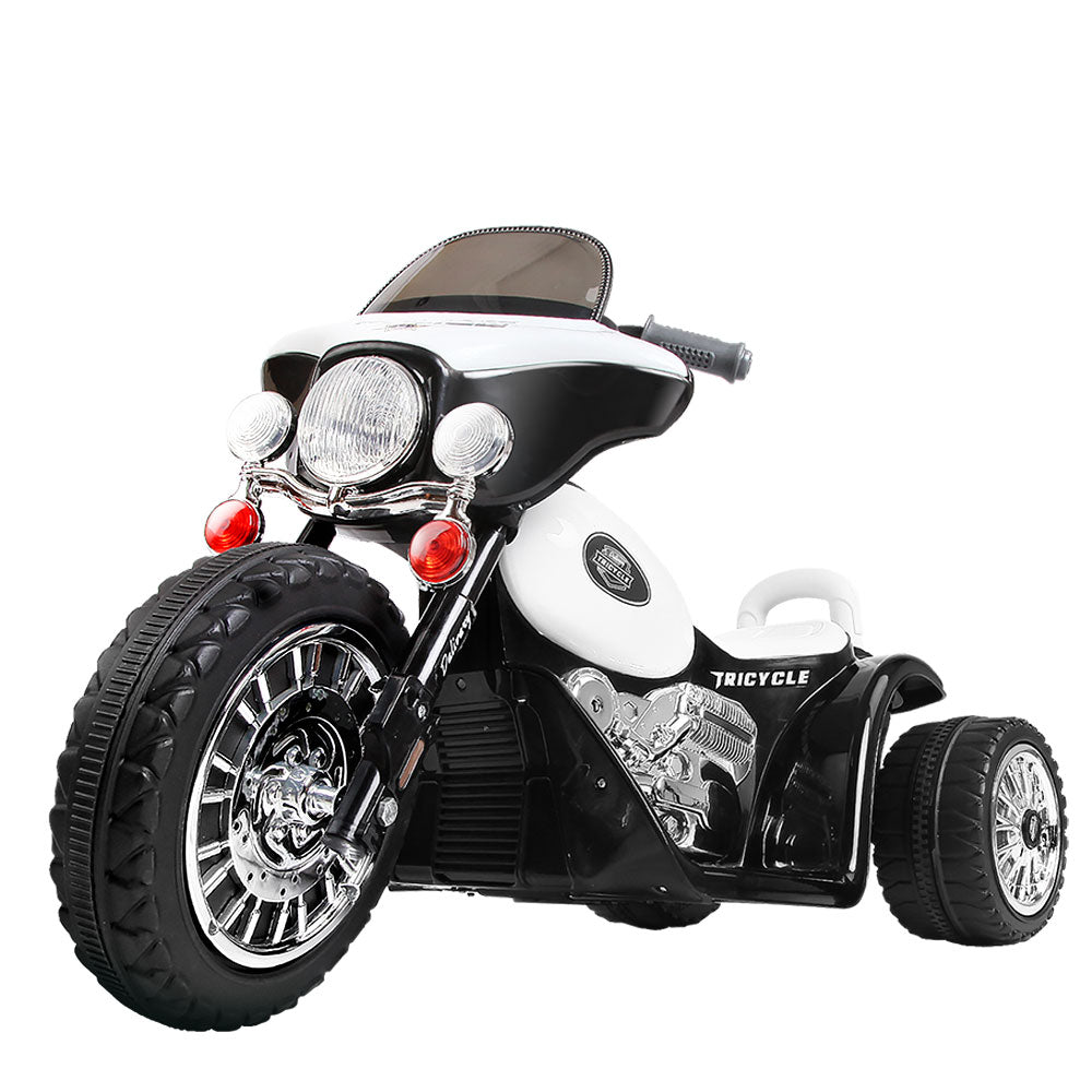 Rigo Kids Electric Ride On Patrol Police Car Harley-Inspired 6V Black-ACT