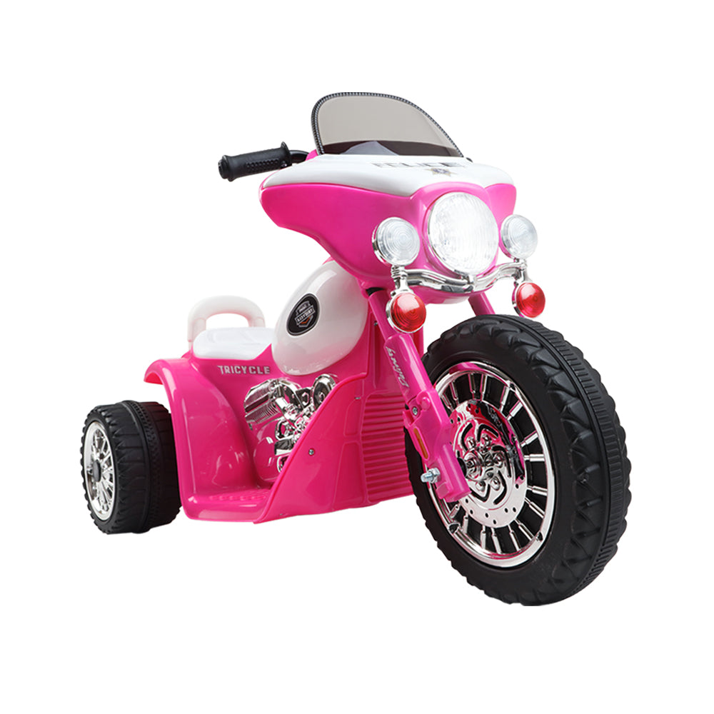 Rigo Kids Electric Ride On Patrol Police Car Harley-Inspired 6V Pink-TAS_Metro