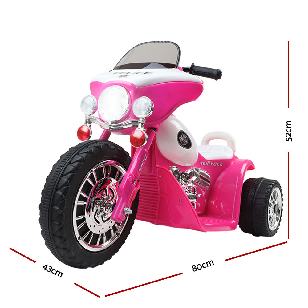 Rigo Kids Electric Ride On Patrol Police Car Harley-Inspired 6V Pink-TAS_Metro