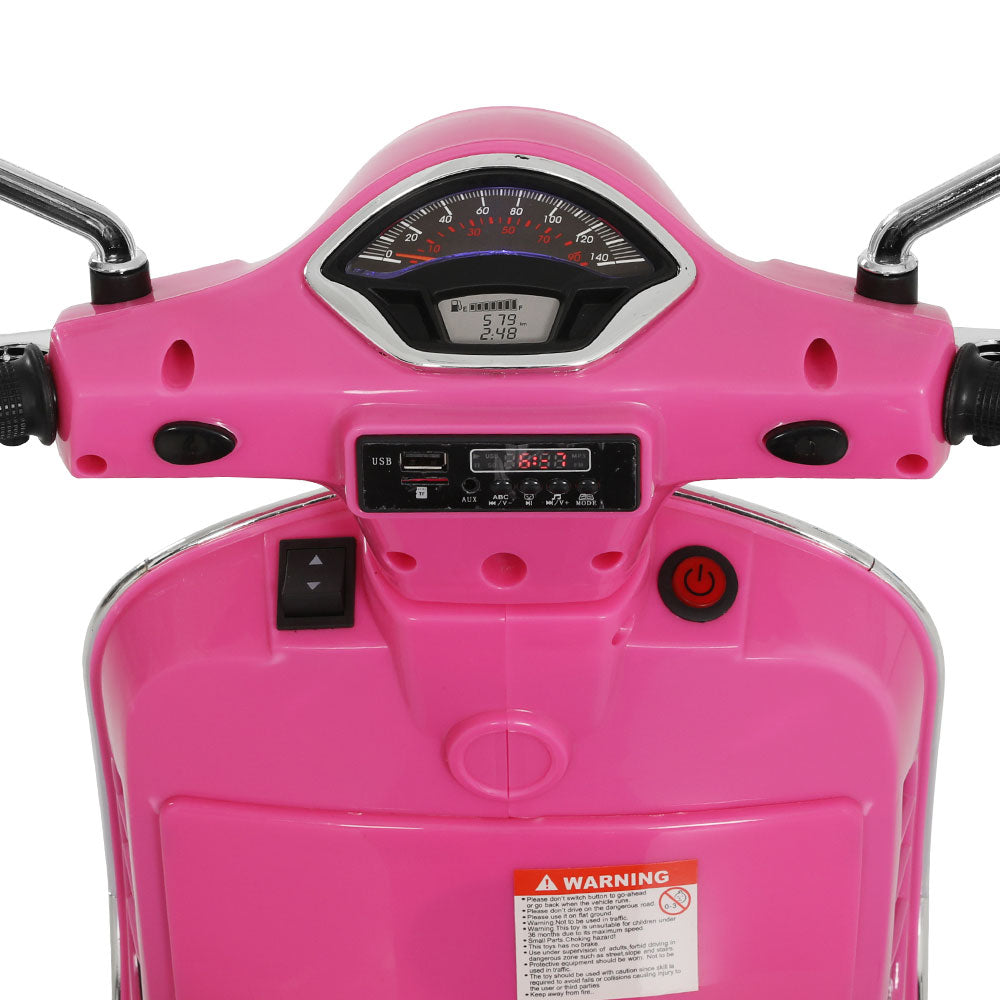 Kids Electric Ride On Car Motorcycle Motorbike Vespa Licensed GTS Pink-ACT