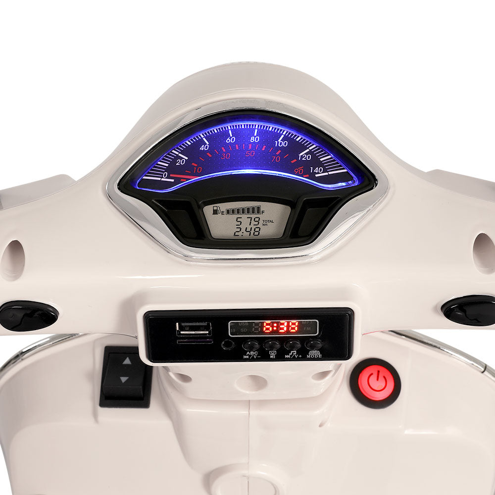 Kids Electric Ride On Car Motorcycle Motorbike Vespa Licensed GTS White-ACT