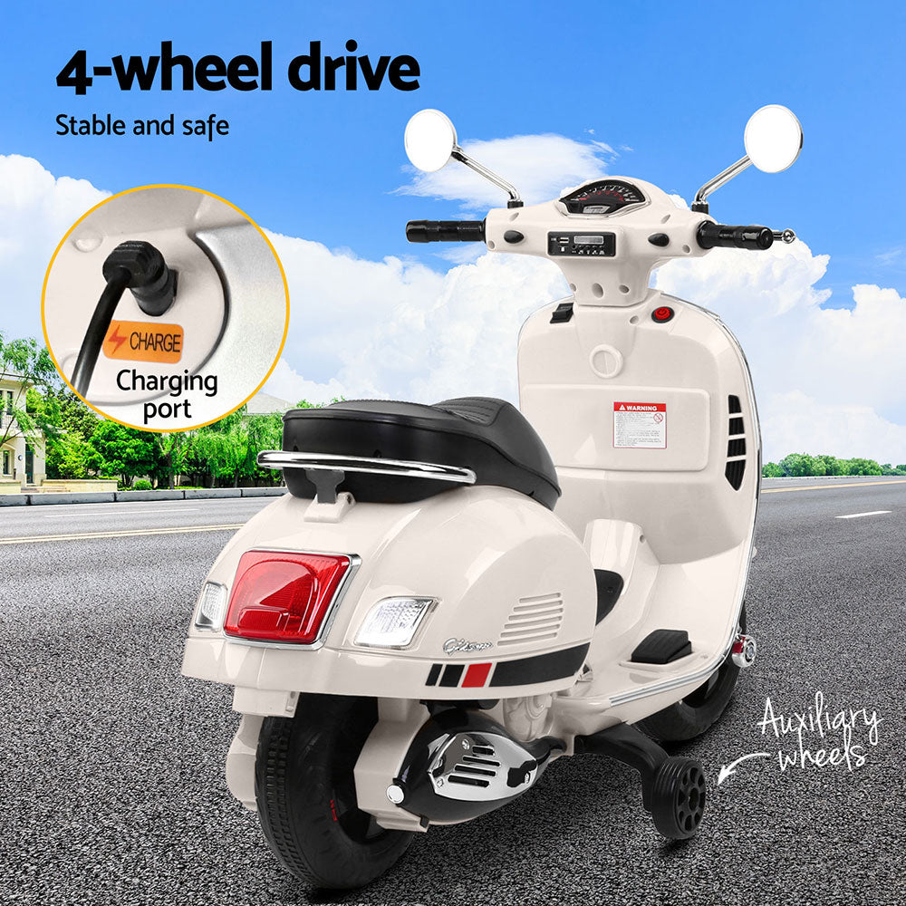 Kids Electric Ride On Car Motorcycle Motorbike Vespa Licensed GTS White-ACT