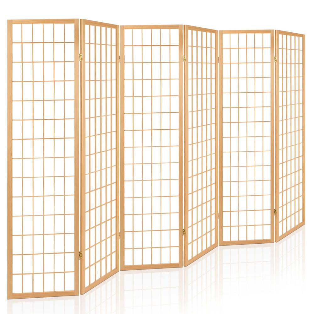 Artiss 6 Panel Room Divider Screen 261x179cm Natural-ACT