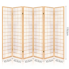 Artiss 6 Panel Room Divider Screen 261x179cm Natural-NSW_Metro