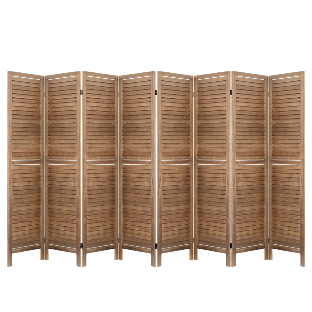 Artiss 8 Panel Room Divider Screen 326x170cm Louver Oak-SA_Rural