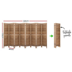 Artiss 8 Panel Room Divider Screen 326x170cm Louver Oak-SA_Rural