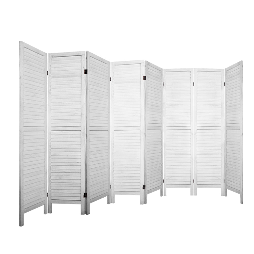 Artiss 8 Panel Room Divider Screen 326x170cm Louver White-QLD_Rural