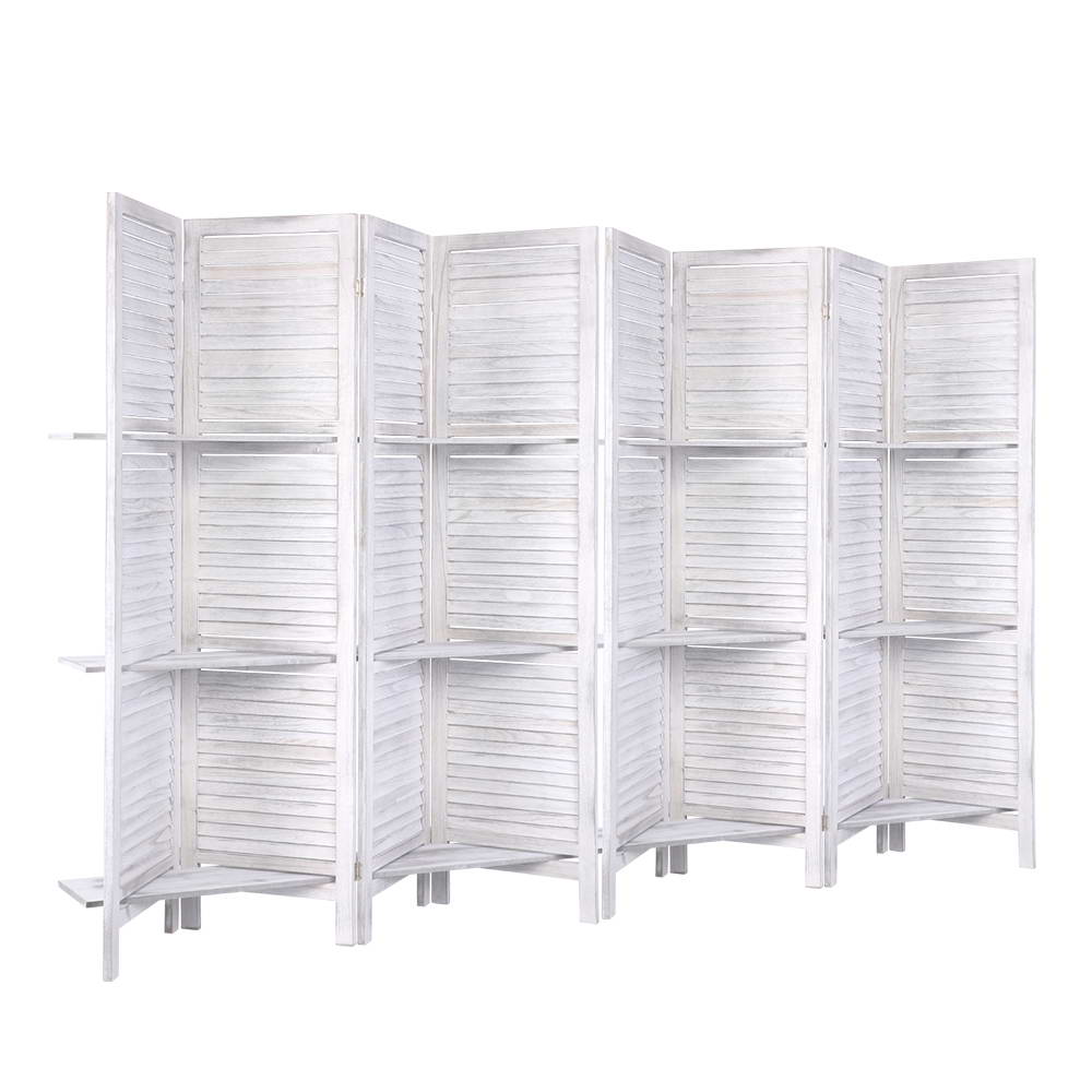 Artiss 8 Panel Room Divider Screen 326x170cm Shelf White-WA_Metro