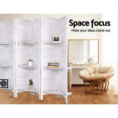 Artiss 8 Panel Room Divider Screen 326x170cm Shelf White-TAS_Rural
