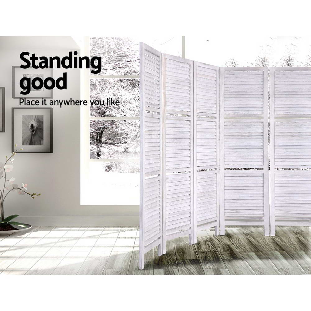 Artiss 8 Panel Room Divider Screen 326x170cm Shelf White-WA_Metro