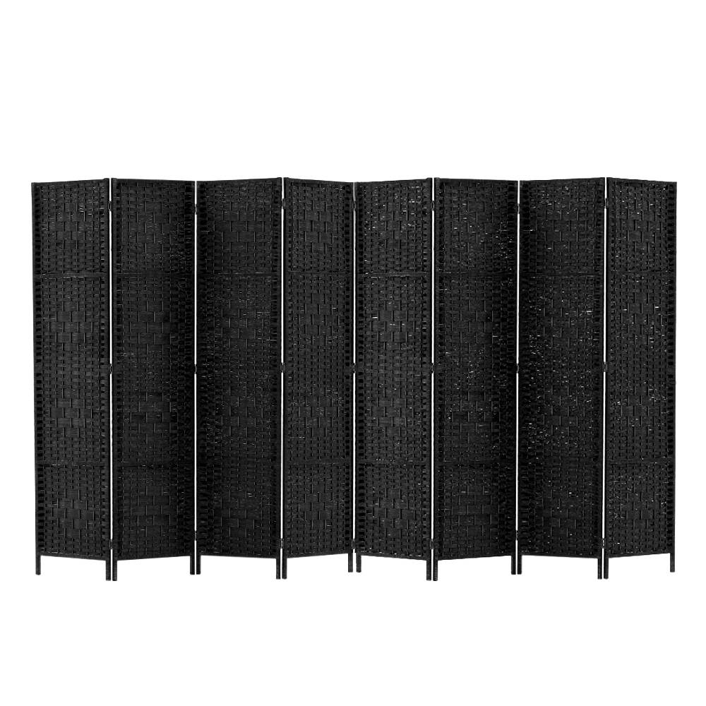 Artiss 8 Panel Room Divider Screen 326x170cm Woven Black-VIC_Rural