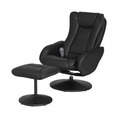 Artiss Recliner Chair Ottoman Heated Massage Black-NSW_Rural