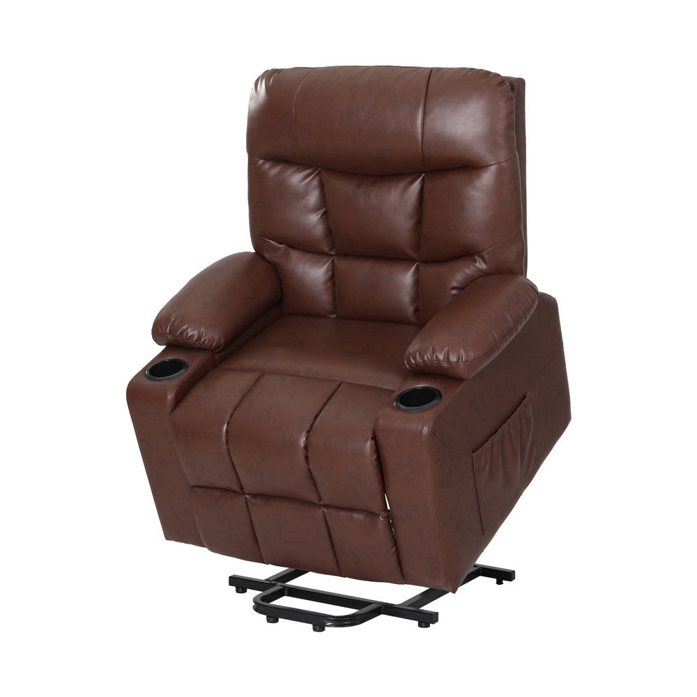 Artiss Recliner Chair Lift Assist Heated Massage Chair Leather Claude-QLD_Metro