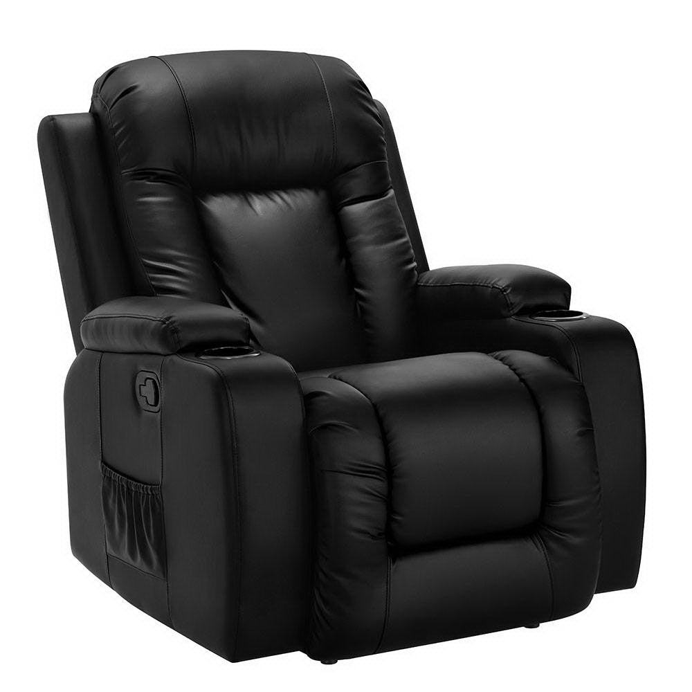 Artiss Recliner Chair Electric Heated Massage Chairs Faux Leather Cabin-SA_Metro