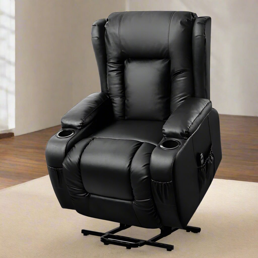 Artiss Recliner Chair Lift Assist Heated Massage Chair Leather Rukwa-NSW_Metro