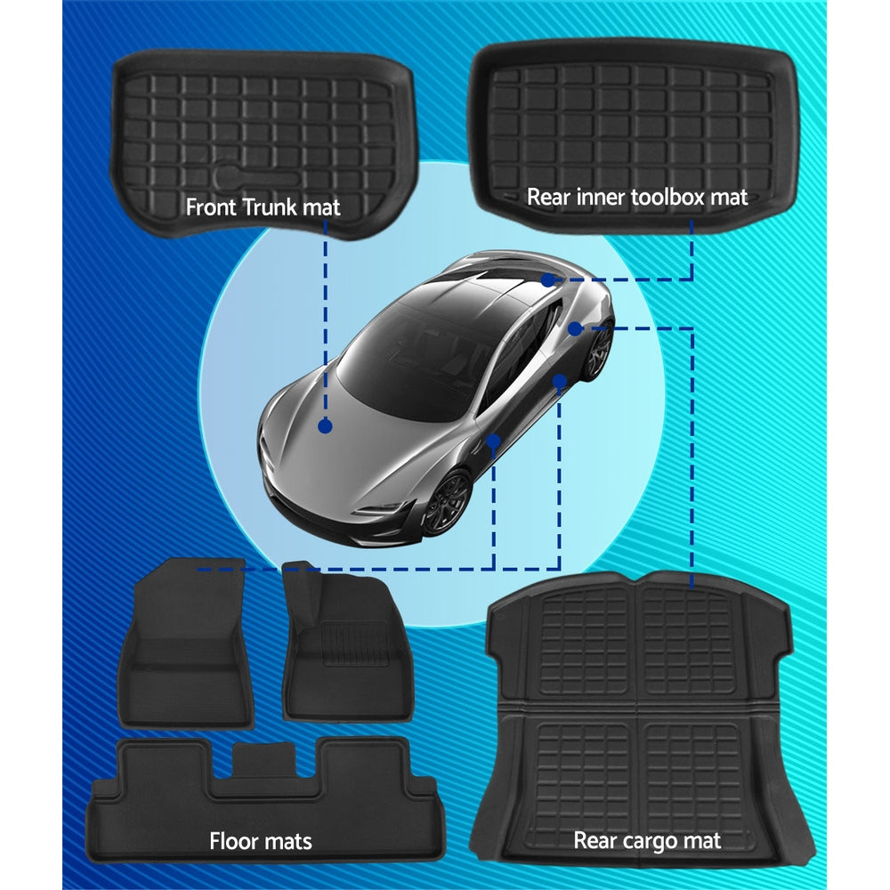 Weisshorn Car Rubber Floor Mats for Tesla Model 3 Trunk Toolbox Cargo Mat Carpet-NT_Metro