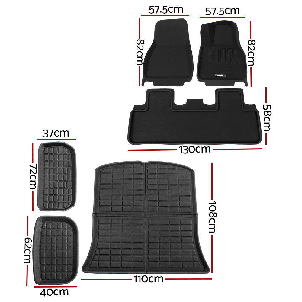 Weisshorn Car Rubber Floor Trunk Toolbox Cargo Mats for Tesla Model Y 2021-2023-ACT