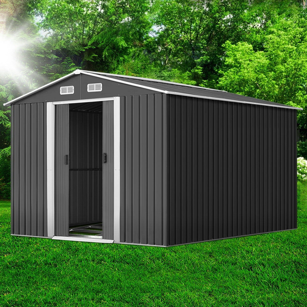 Giantz Garden Shed 2.6x3.9M w/Metal Base Sheds Outdoor Storage Workshop Tool Shelter Sliding Door