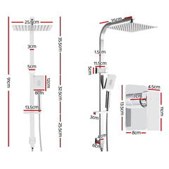 Cefito 10'' Rain Shower Head Set Handheld Square High Pressure Mixer Tap Chrome