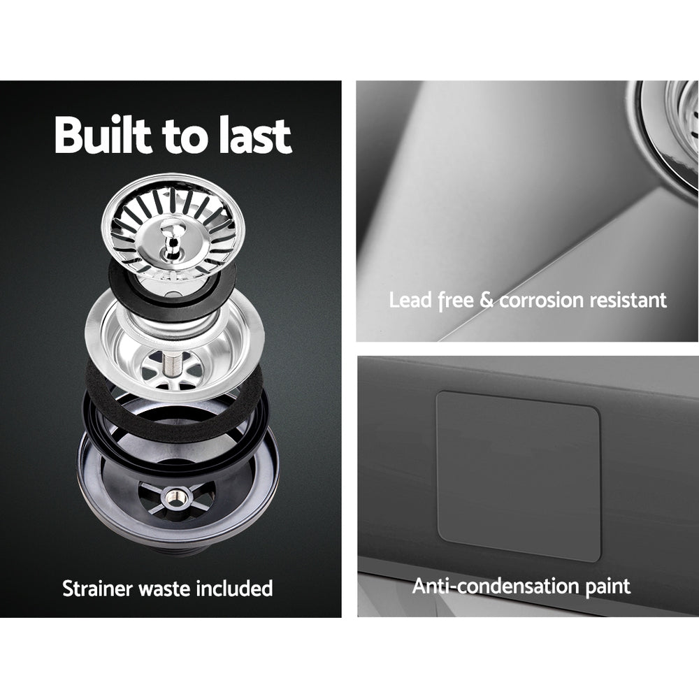 Cefito Kitchen Sink 44X44CM Stainless Steel Basin Single Bowl Silver