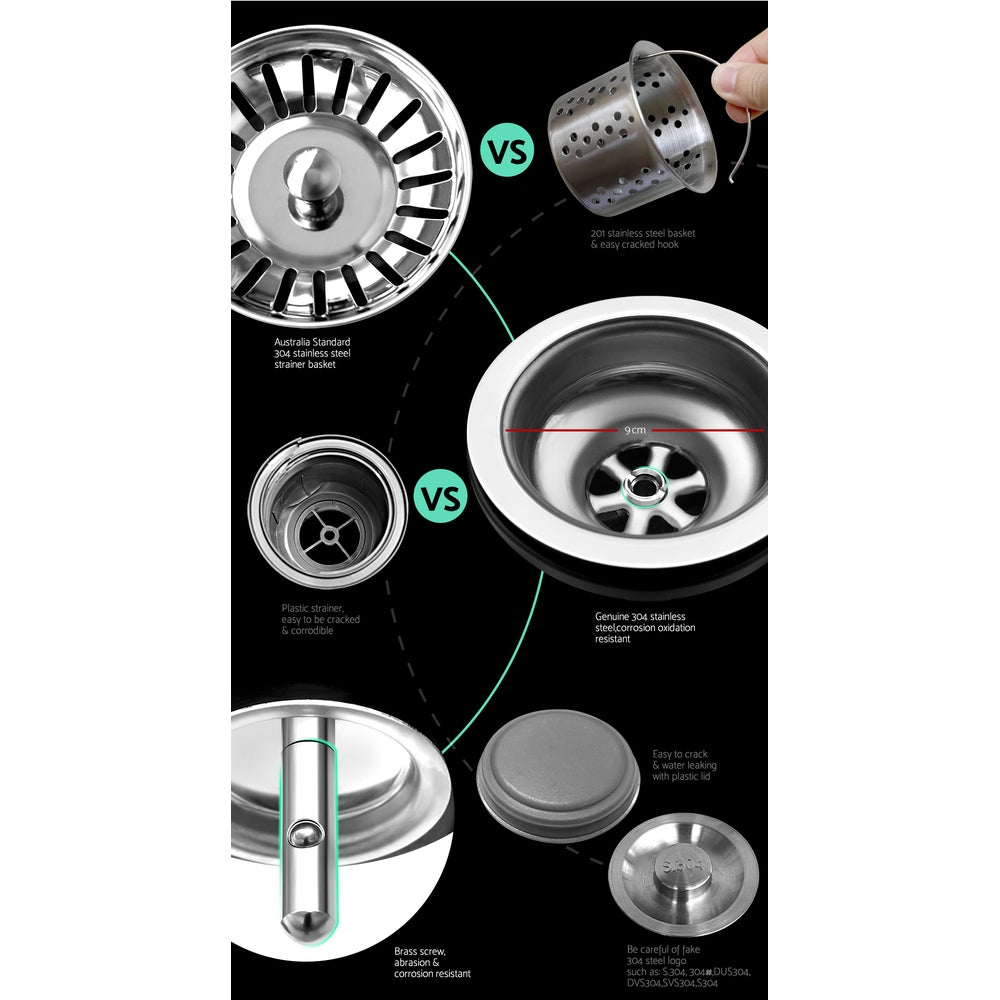 Cefito Kitchen Sink 86X44CM Stainless Steel Basin Double Bowl Silver