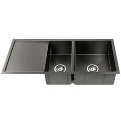 Cefito Kitchen Sink 100X45CM Stainless Steel Basin Double Bowl Nano Black