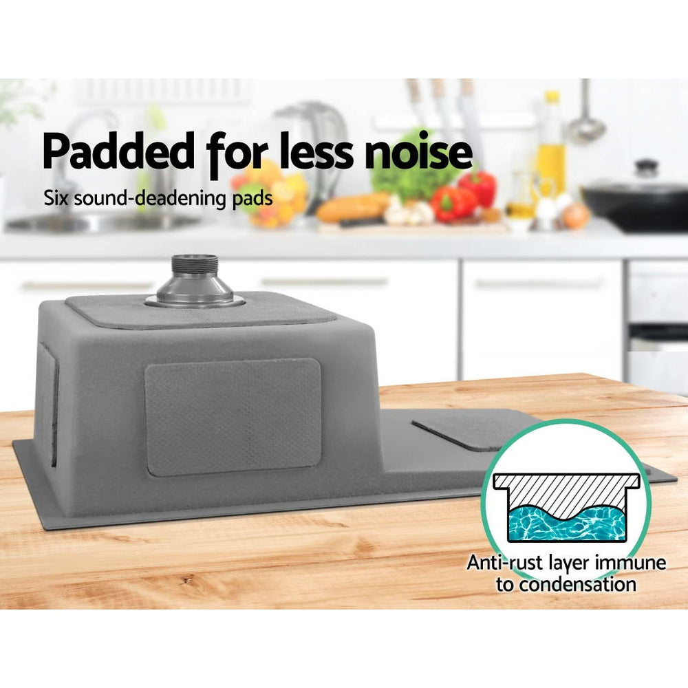 Cefito Kitchen Sink 75X45CM Stainless Steel Basin Single Bowl Black