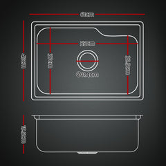 Cefito Kitchen Sink 61X43CM Stainless Steel Basin Single Bowl Silver Drain Basket