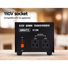 Giantz Step Down Transformer 200W 240V TO 110V Stepdown Voltage Converter AU-US