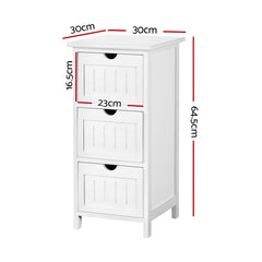 Artiss Bedside Table Bathroom Storage Cabinet 3 Drawers White