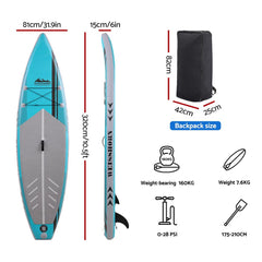 Weisshorn Stand Up Paddle Board 10.5ft Inflatable SUP Surfboard Paddleboard Kayak Surf Green-NT_Rural