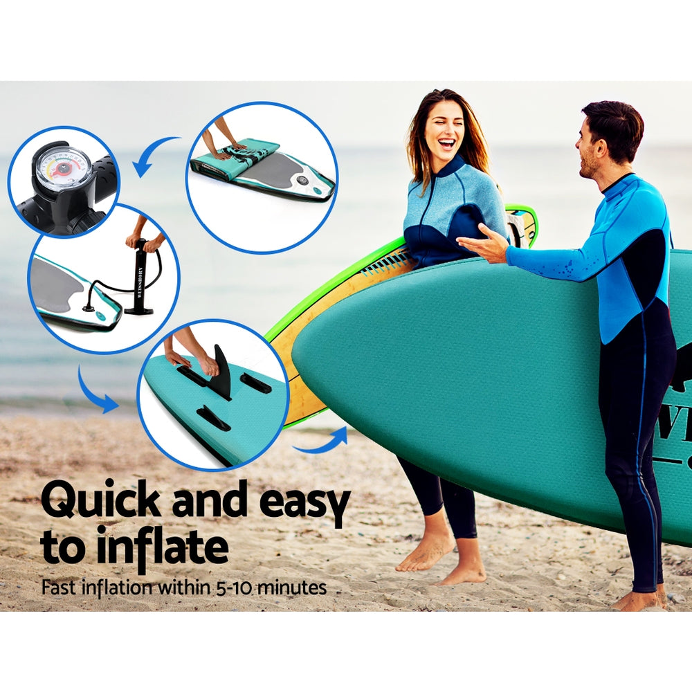 Weisshorn Stand Up Paddle Board 10.6ft Inflatable SUP Surfboard Paddleboard Kayak Surf Green-QLD_Rural