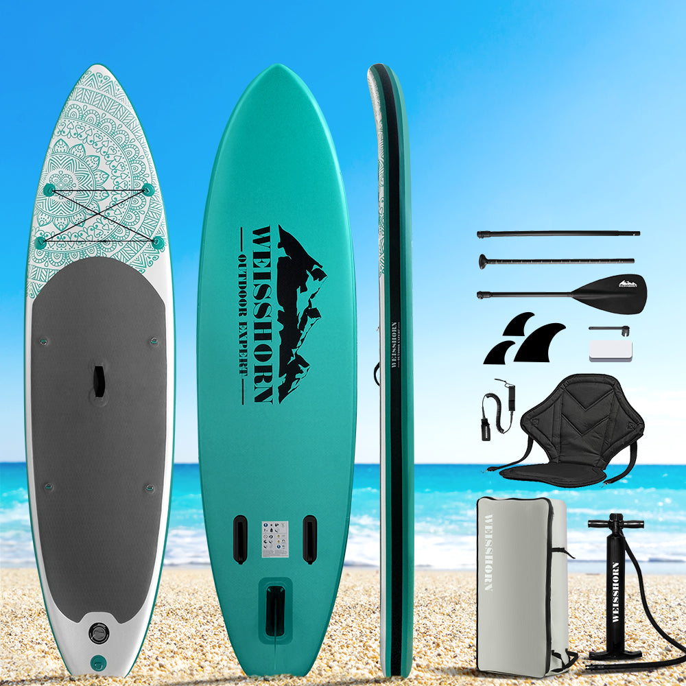 Weisshorn Stand Up Paddle Board 10.6ft Inflatable SUP Surfboard Paddleboard Kayak Surf Green-WA_Metro