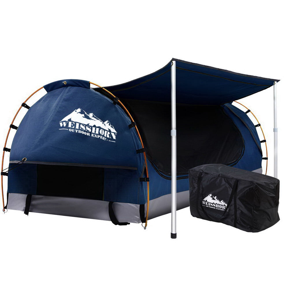 Weisshorn Double Swag Camping Swags Canvas Free Standing Dome Tent Dark Blue 4CM-ACT