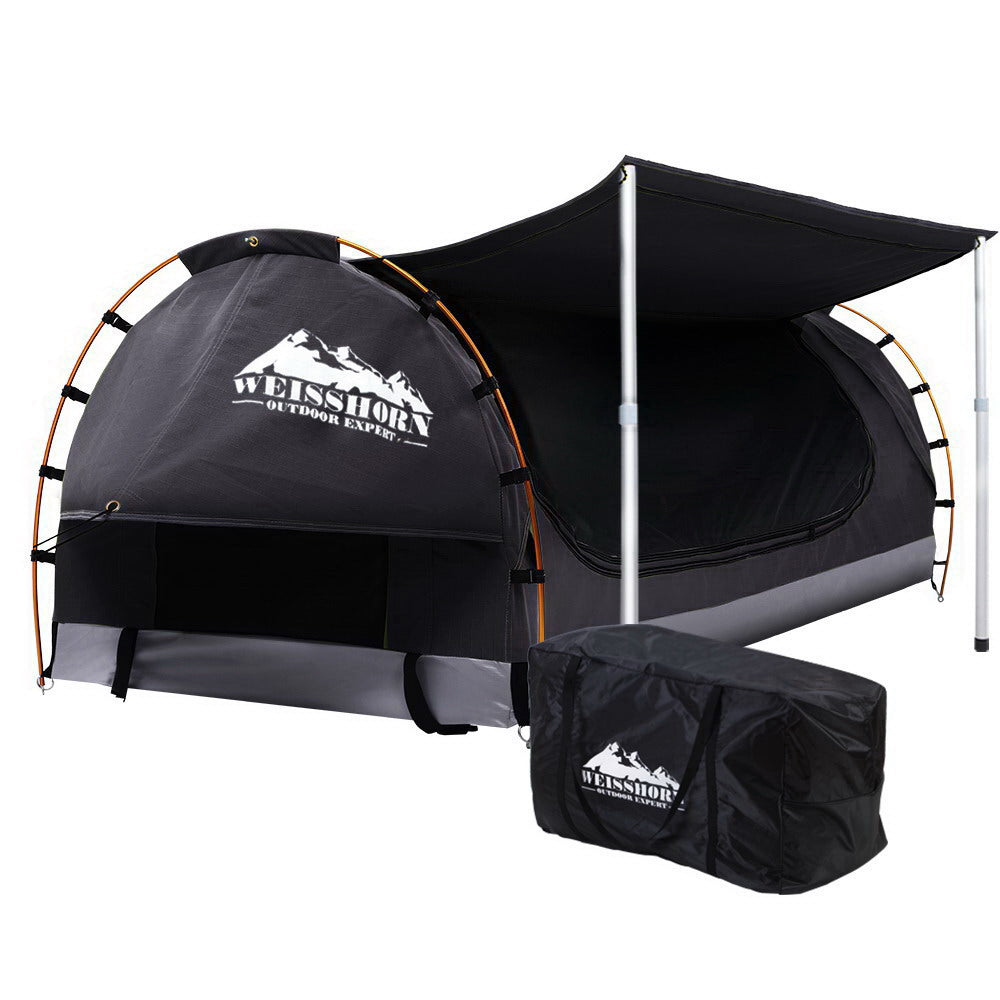 Weisshorn Double Swag Camping Swags Canvas Free Standing Dome Tent Dark Grey 4CM-ACT