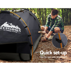 Weisshorn Double Swag Camping Swags Canvas Free Standing Dome Tent Dark Grey 4CM-NSW_Rural