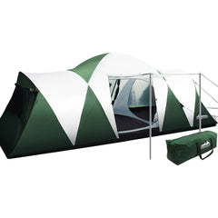 Weisshorn Family Camping Tent 12 Person Hiking Beach Tents (3 Rooms) Green-QLD_Metro