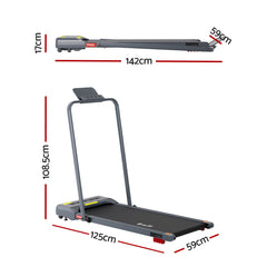 Everfit Treadmill Electric Walking Pad Incline Under Desk 380mm Grey