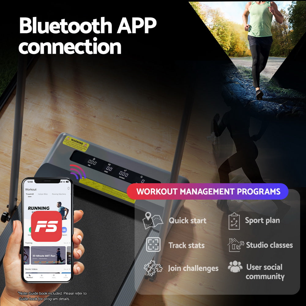 Everfit Treadmill Electric Walking Pad Incline Under Desk 380mm Grey